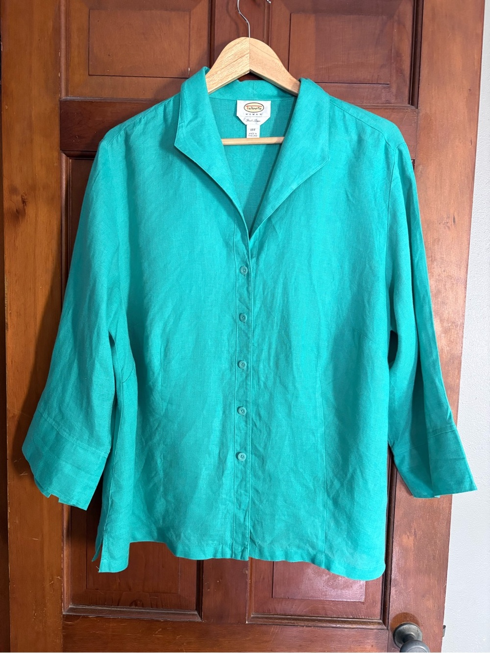 Talbots Teal Irish Linen Button Shirt Tunic 18W